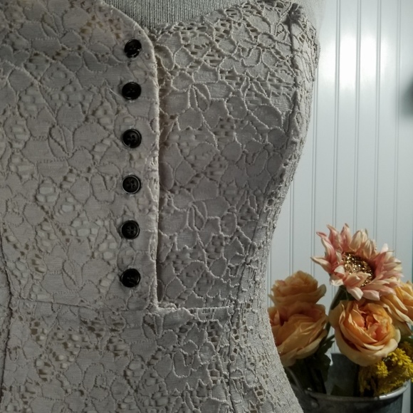 | hint of mint | tan lace bodice skater dress - Picture 2 of 5